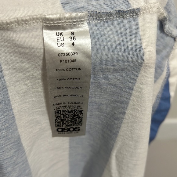 ASOS WOMEN'S BLUE & WHITE STRIPE RACERBACK DROP WAIST MERMAID DRESS - Picture 7 of 7